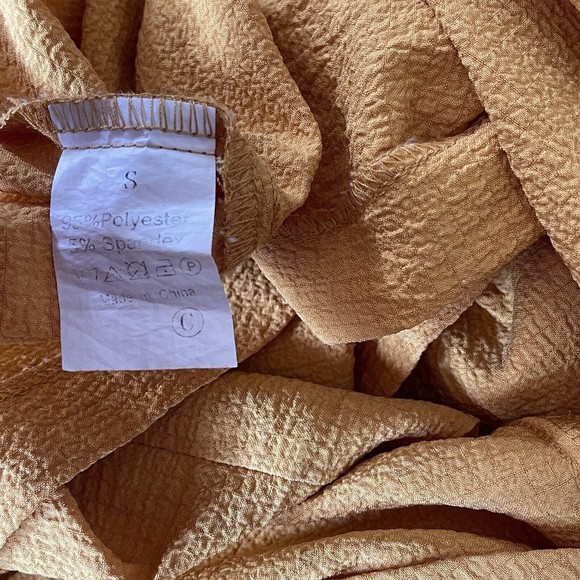 Yellow V Neck Button Up Shirt Short Sleeve Blouse Top Mustard Size Small Women's - Picture 6 of 6